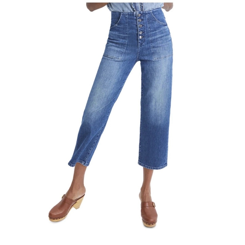 Veronica‎ Beard Crosbie High Waist Crop Wide Leg Jeans in Juno Blue Size 28/6